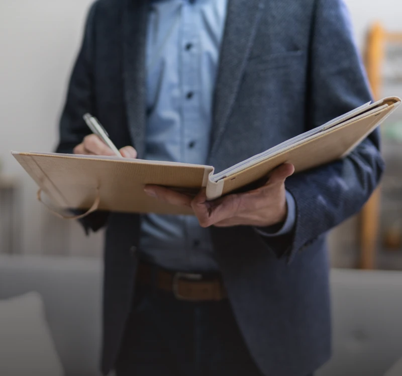 Business attire with open folder